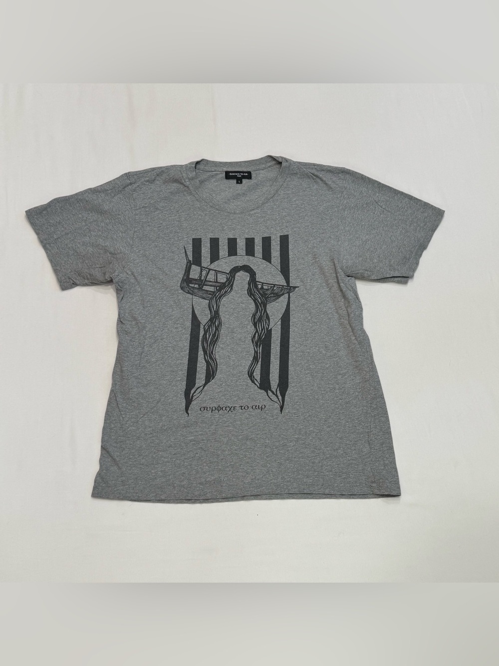 Surface To Air Paris Short Sleeve Graphic T-shirt Gray Tee Men's Size Large